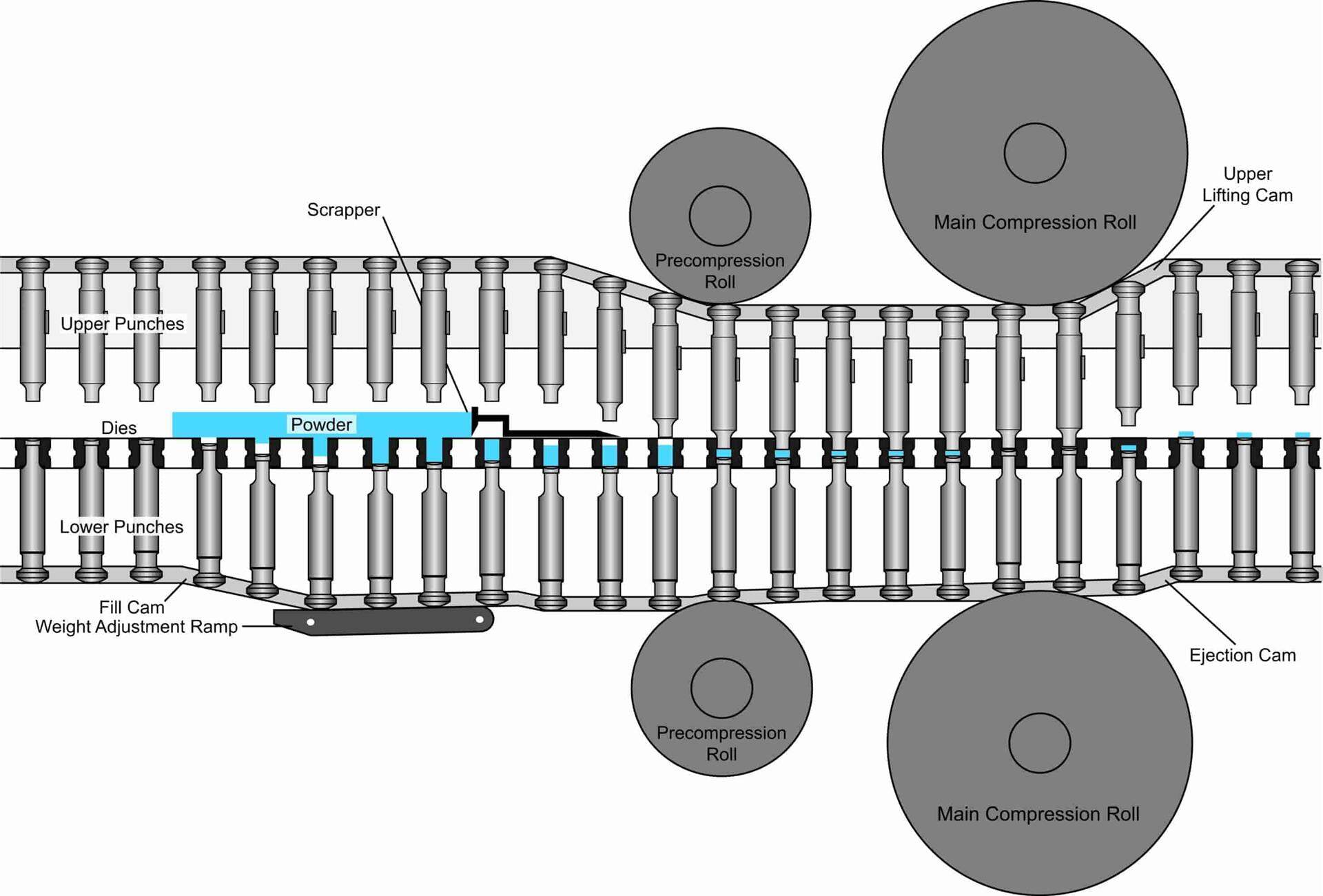 rotary tablet press steps