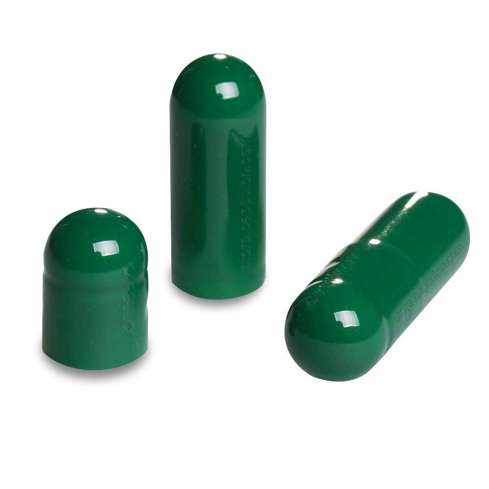 Picture of Size 000 dark green empty gelatin capsules