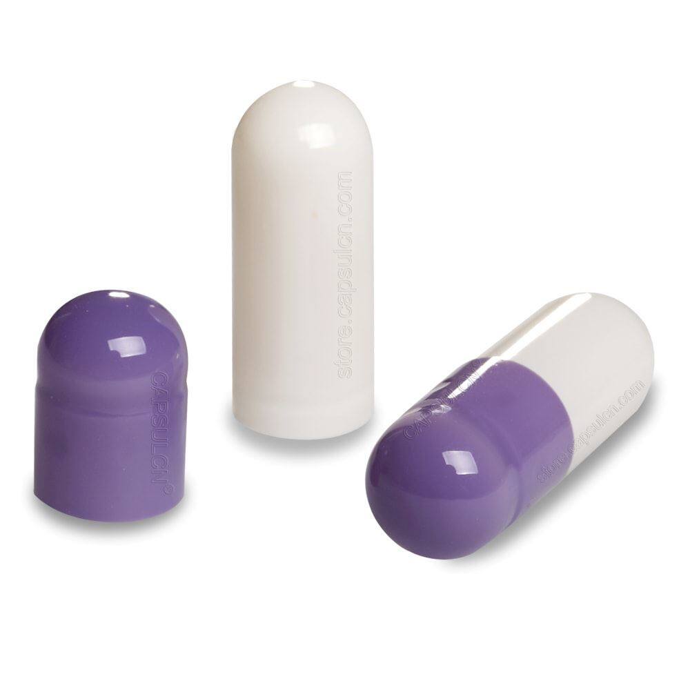 Picture of Size 00 purple white empty gelatin capsules