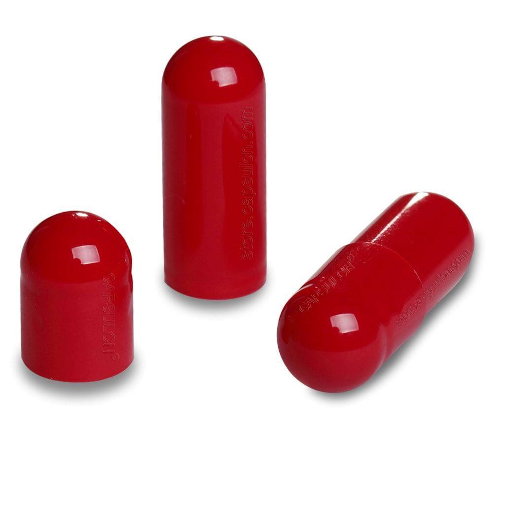 Picture of Size 00 red empty gelatin capsules