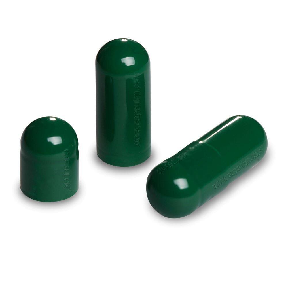 Picture of Size 2 dark green empty gelatin capsules