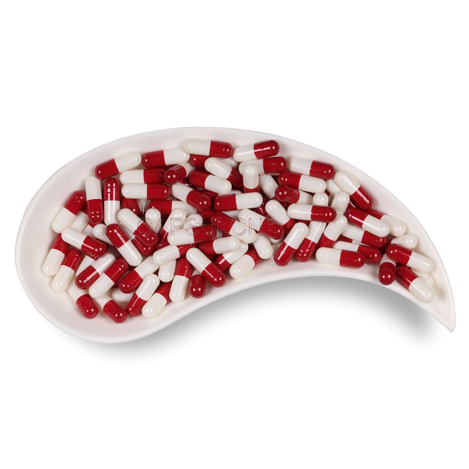 1000pcs/lot red white gelatin empty capsules, hollow gelatin capsules,  empty pill capsule,medicine capsule 0#