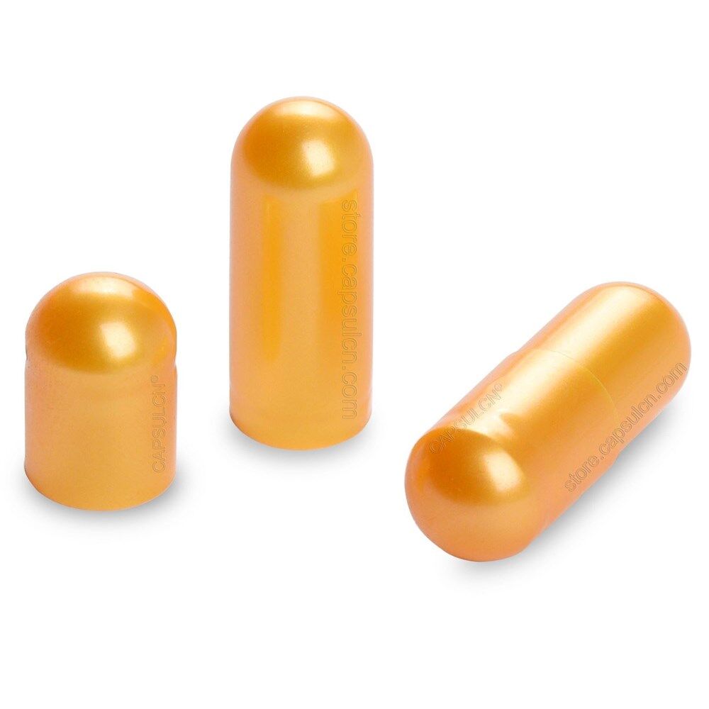Picture of Size 0 Golden Metallic Empty Gelatin Capsule