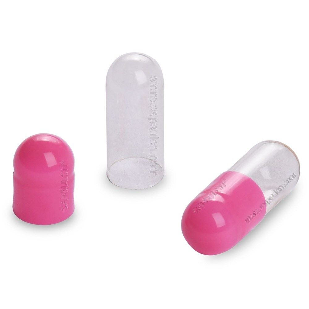 Picture of Size 4 pink clear empty gelatin capsules