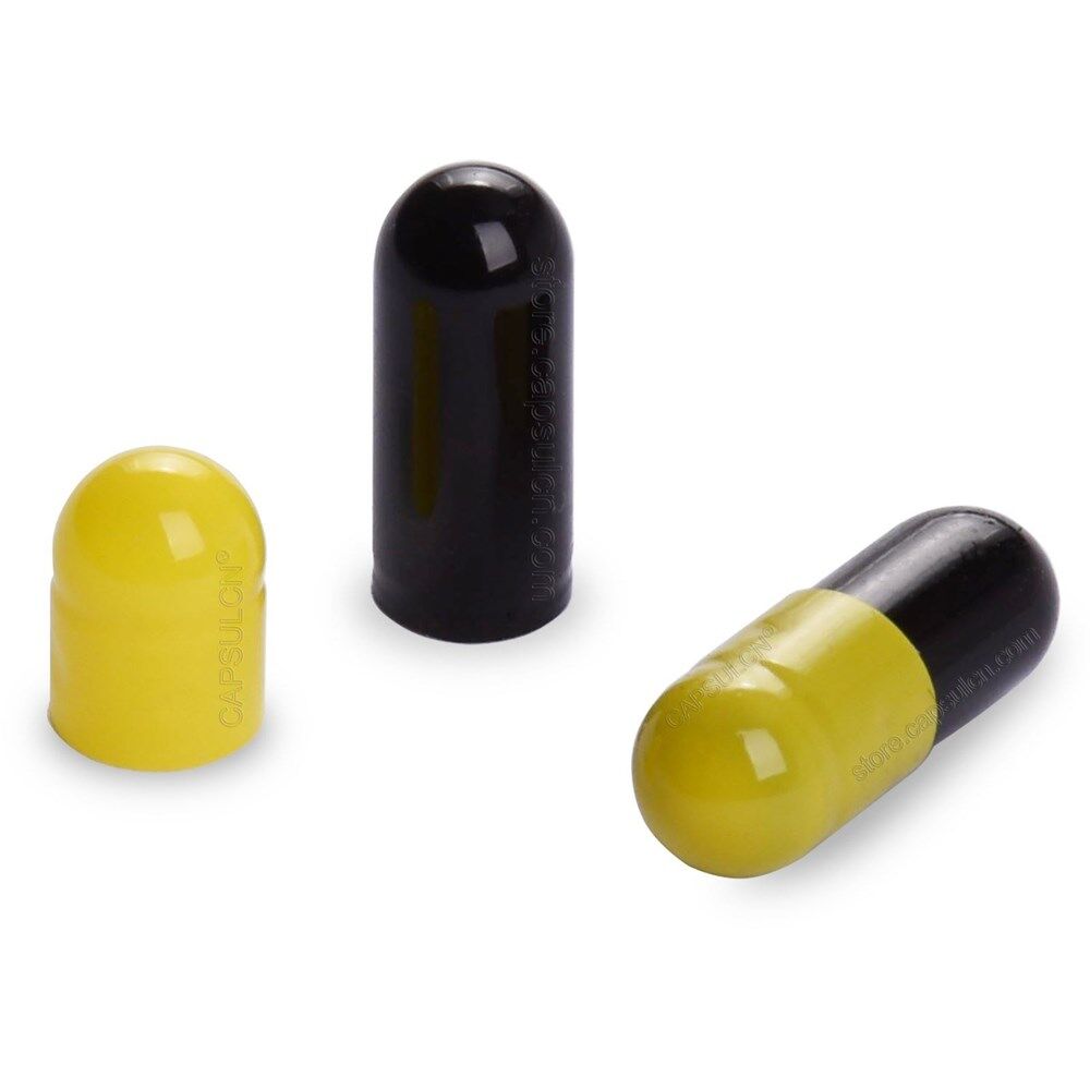 Picture of Size 4 yellow black empty gelatin capsules