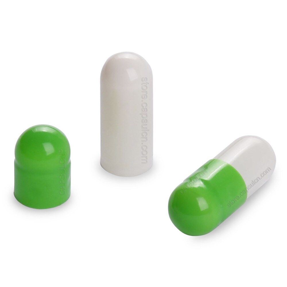 Picture of Size 0 apple green white empty gelatin capsules
