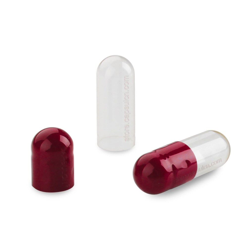 Picture of Size 4 red clear empty gelatin capsules