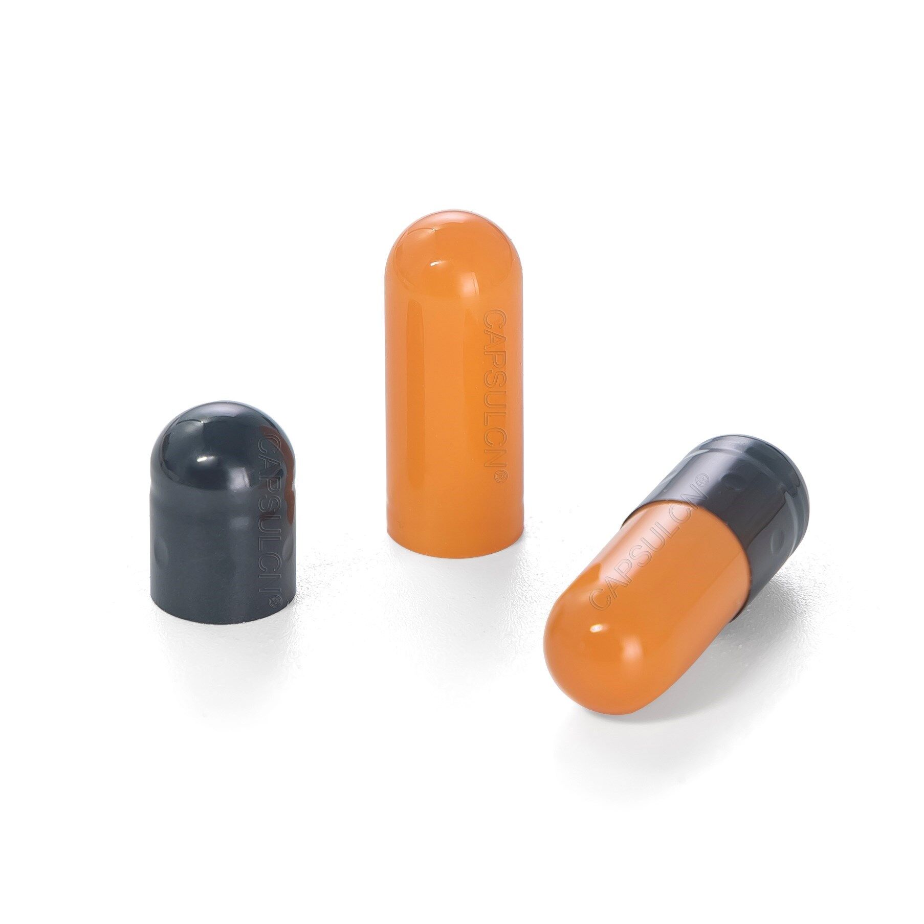 Picture of Size 00 black orange empty gelatin capsules
