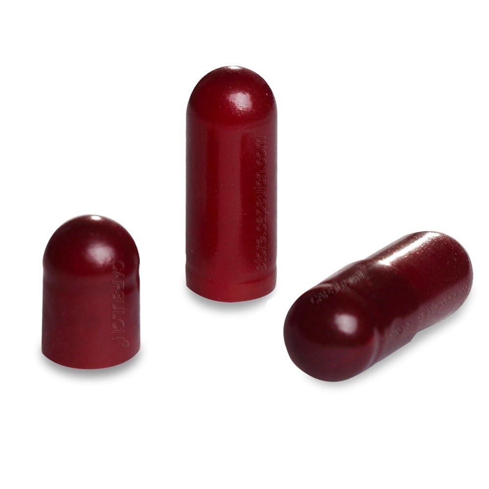 Picture of Size 0 Dark red empty gelatin capsules