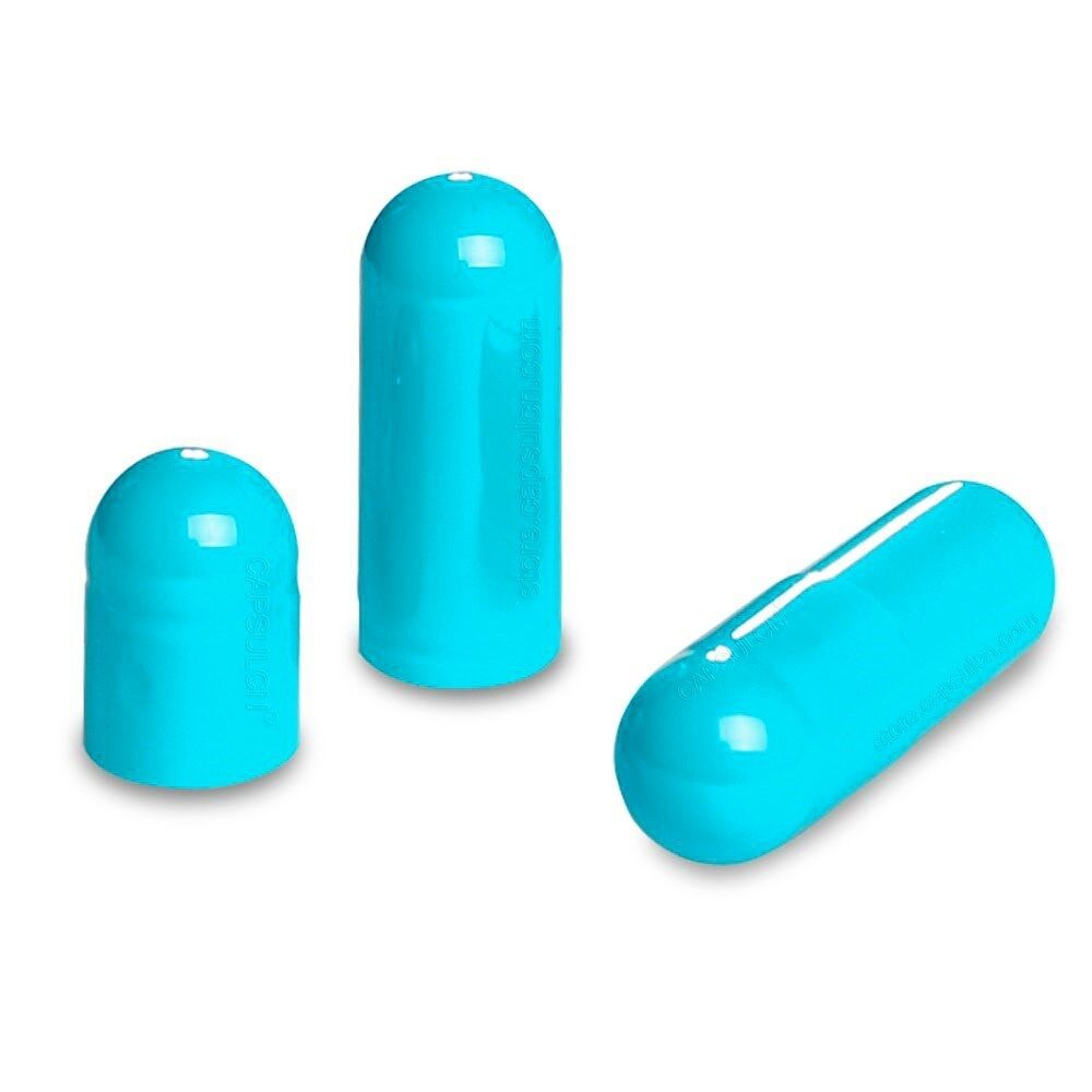 Picture of Size 0 light blue empty gelatin capsules