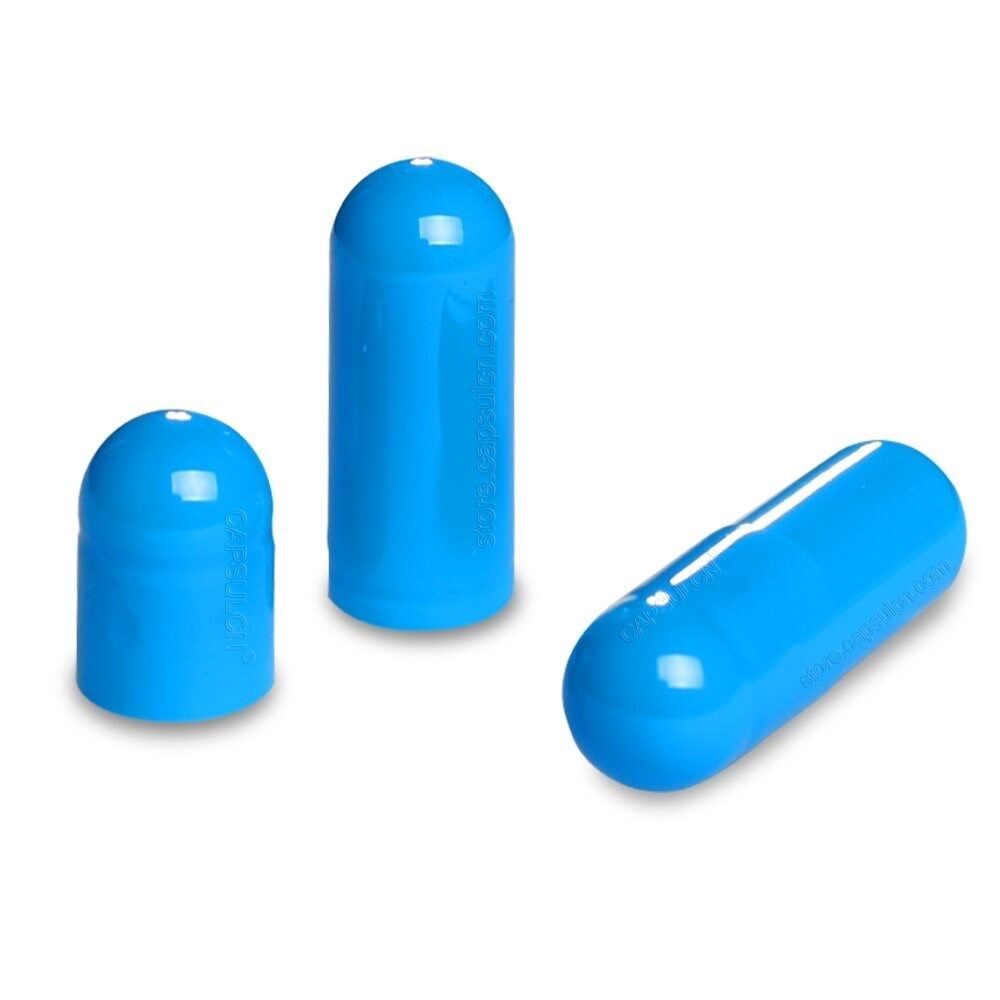 Picture of Size 0 blue empty gelatin capsules